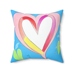 Pink Hearts Polyester Square Pillow - Instant Room Refresh - Dipaliz - 20’’ × - Throw Pillows