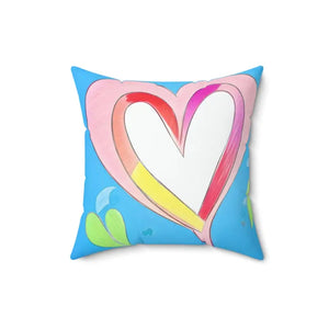 Pink Hearts Polyester Square Pillow - Instant Room Refresh - Dipaliz - Throw Pillows
