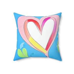 Pink Hearts Polyester Square Pillow - Instant Room Refresh - Dipaliz - Throw Pillows