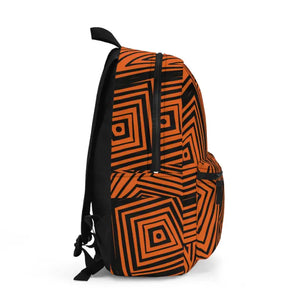 Orange Backpack Abstract Lines Women’s Fashion Statement - Dipaliz - one Size - School Backpacks