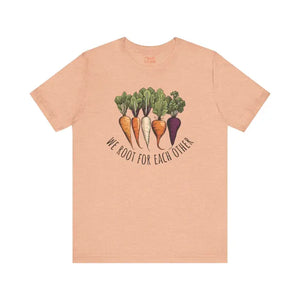 T-shirt - we Root for Each Other Tee - Soft Cotton Short Sleeve - Dipaliz Heather Peach / s