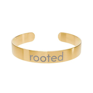 Rooted Gold Cuff Bracelet Engraved Inspirational Jewelry Dipaliz - one Size / 18k Pvd Coating - Bracelets