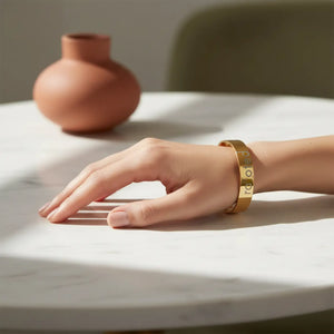 DipaliZ Rooted Gold Cuff Engraved Inspirational Jewelry
