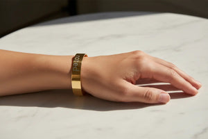 DipaliZ Rooted Gold Cuff Engraved Inspirational Jewelry
