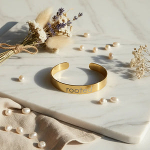 DipaliZ Rooted Gold Cuff Engraved Inspirational Jewelry