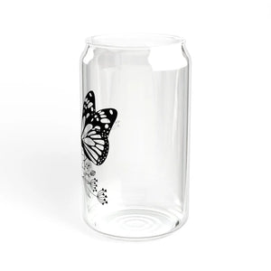 Chic Butterfly on Rose Sipper Glass with Bamboo Lid - Dipaliz - Tumblers