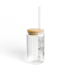 Chic Butterfly on Rose Sipper Glass with Bamboo Lid - Dipaliz - Tumblers