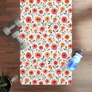 Floral Rubber Yoga Mat - Elegant Rose Design for Sleek Practice - Dipaliz - 24” x 70” - Home Decor