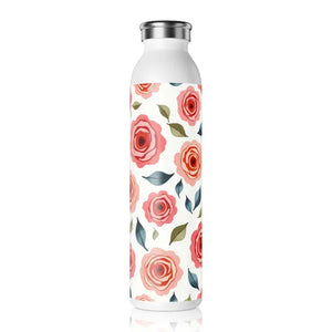 Slim Water Bottle Rose Floral Stainless Steel Fashion Dipaliz - 20oz / White - Bottles