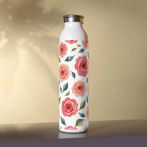 Slim Water Bottle Rose Floral Stainless Steel Fashion Dipaliz - 20oz / White - Bottles