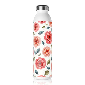 Slim Water Bottle Rose Floral Stainless Steel Fashion Dipaliz - 20oz / White - Bottles