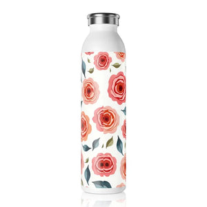 Slim Water Bottle Rose Floral Stainless Steel Fashion Dipaliz - 20oz / White - Bottles