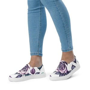 Edgy Rose Flower Womens Canvas Shoes - Floral Fashion - Dipaliz - Sneakers