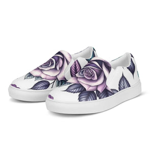 Edgy Rose Flower Womens Canvas Shoes - Floral Fashion - Dipaliz - Sneakers
