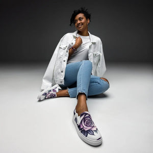 Edgy Rose Flower Womens Canvas Shoes - Floral Fashion - Dipaliz - Sneakers