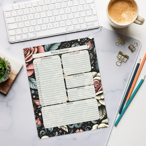 Notepads - Rose Flower Notepad - Stylish Chic Design - Dipaliz