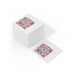 Roses Paper Napkins – White Coined - Dipaliz