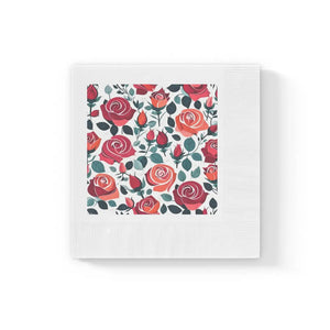 Roses Paper Napkins – White Coined - Dipaliz
