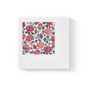 Roses Paper Napkins – White Coined - Dipaliz