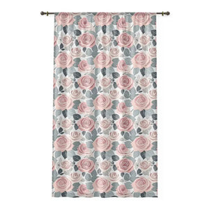Elegant Rose Flower Window Curtains - Sophisticated Decor - Dipaliz - Sheer / White / 50’’ × 84’’