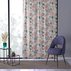 Elegant Rose Flower Window Curtains - Sophisticated Decor - Dipaliz - Sheer / White / 50’’ × 84’’