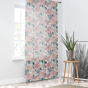 Elegant Rose Flower Window Curtains - 50x84 Polyester - Dipaliz