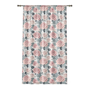 Elegant Rose Flower Window Curtains - 50x84 Polyester - Dipaliz