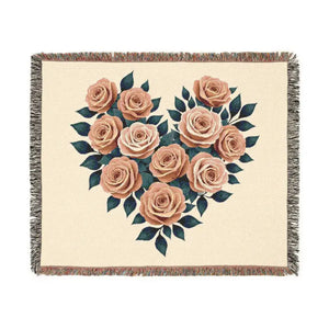 Cozy Rose Heart Woven Blanket - Warm Comfort Textile - Dipaliz - Artwork / 60’’ × 50’’ - Blankets