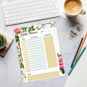 Rose Vine Daily Planner Elegant Organization Notepad - Dipaliz - Planners