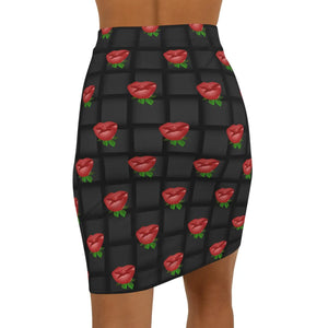 Chic Roses Black Weaved Mini Skirt - Stretch Fabric - Dipaliz - Skirts - Xs