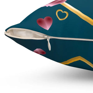 Home Decor - Blue Spun Polyester Square Pillow - Vintage Floral - Dipaliz