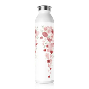 Water Bottles - Slim Bottle - Roses Hearts Stainless Steel - Dipaliz 20oz / White