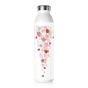 Water Bottles - Slim Bottle - Roses Hearts Stainless Steel - Dipaliz 20oz / White