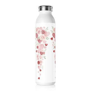 Water Bottles - Slim Bottle - Roses Hearts Stainless Steel - Dipaliz 20oz / White