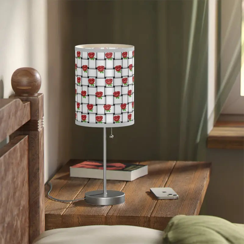 Roses on Weaved Background Lamp with Us|ca Plug - Elegance Redefined - Home Decor