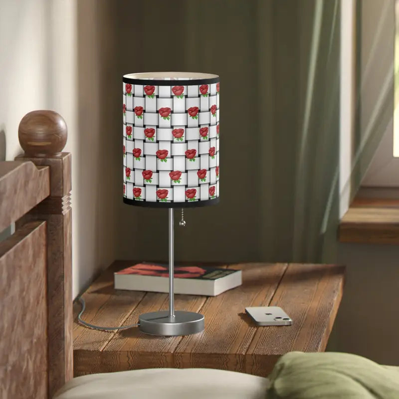 Roses on Weaved Background Lamp with Us|ca Plug - Elegance Redefined - Home Decor