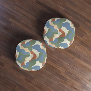 Round Tufted Floor Pillow - Earth Tone Boho Cushion - Dipaliz - Throw Pillows