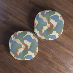 Round Tufted Floor Pillow - Earth Tone Boho Cushion - Dipaliz - Throw Pillows