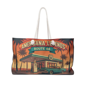 Route 66 Americana Legends Weekender Bag, Retro Diner Travel Tote - Duffel Bags