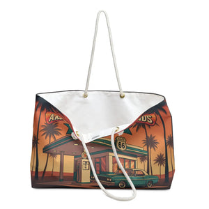Route 66 Americana Legends Weekender Bag, Retro Diner Travel Tote - Duffel Bags