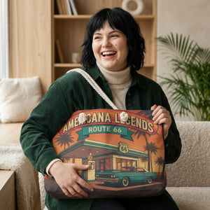 Route 66 Americana Legends Weekender Bag, Retro Diner Travel Tote - Duffel Bags