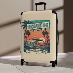 Route 66 Retro Suitcase - Vintage American Road Trip Carry-on - Suitcases