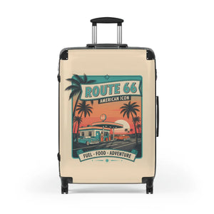 Route 66 Retro Suitcase - Vintage American Road Trip Carry-on - Suitcases