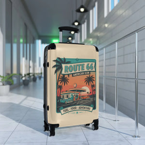 Route 66 Retro Suitcase - Vintage American Road Trip Carry-on - Suitcases