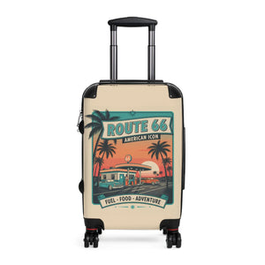 Route 66 Retro Suitcase - Vintage American Road Trip Carry-on - Suitcases
