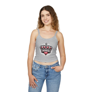 Chic Spaghetti Strap Tank Royal Heart Crown - Dipaliz - Tops