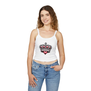 Chic Spaghetti Strap Tank Royal Heart Crown - Dipaliz - Tops