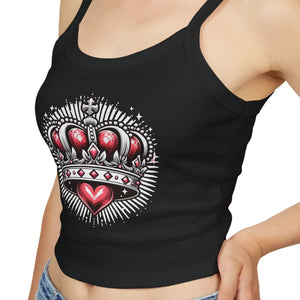 Chic Spaghetti Strap Tank Royal Heart Crown - Dipaliz - Tops