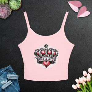 Chic Spaghetti Strap Tank Royal Heart Crown - Dipaliz - Tops