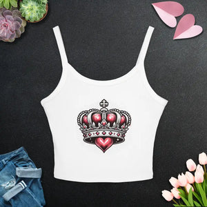 Royal Heart Crown Spaghetti Strap Tank - Regal Comfort Style - Dipaliz - Solid White Blend / Xs - Tops